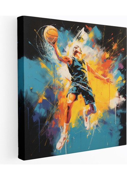 Nba Kanvas Tablo - Soyut Basketbolcu Duvar Tablosu - Nba, Duvar Dekorasyonu, Soyut Sanat, Ev Dekorasyonu, 30X30