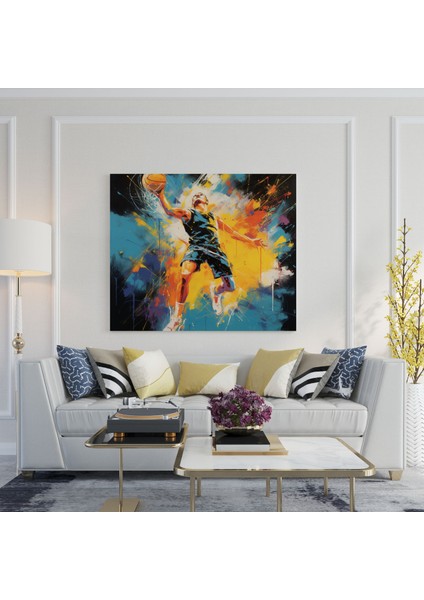 Nba Kanvas Tablo - Soyut Basketbolcu Duvar Tablosu - Nba, Duvar Dekorasyonu, Soyut Sanat, Ev Dekorasyonu, 30X30