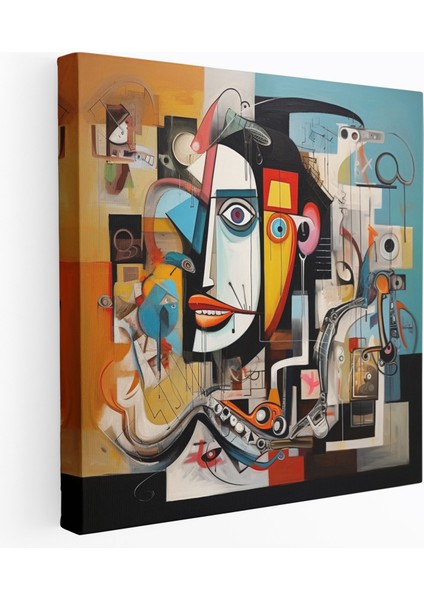 Basquiat Duvar Sanatı - Kübist Kompozisyon - Basquiat, Basquiat, Duvar Sanatı, Parçalı, 30 x 30 cm