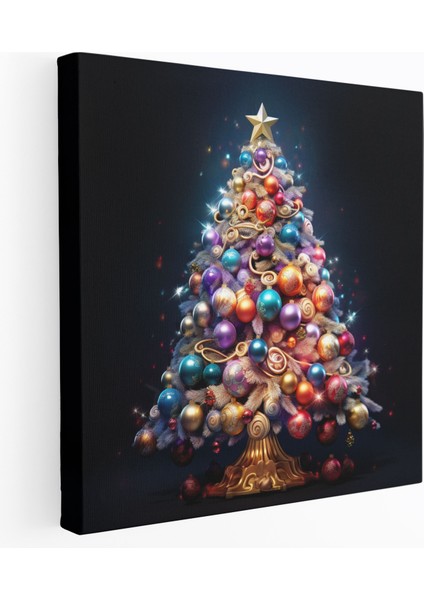 Yılbaşı Ağacı Kanvas Tablo - Noel, Ev Dekorasyonu, Kanvas Tablo, Yılbaşı Ağacı, 30 x 30 cm