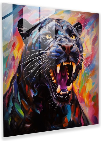 Büyüleyici Çeviklik Siyah Panter Cam Baskı - Kara Panter, Çeviklik, Zarafet, Çağdaş, 30 x 30 cm