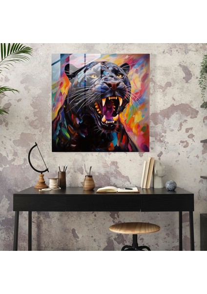 Büyüleyici Çeviklik Siyah Panter Cam Baskı - Kara Panter, Çeviklik, Zarafet, Çağdaş, 30 x 30 cm fiyatları