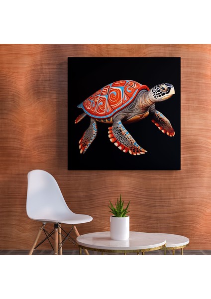 Aborijin Hayvan Kanvas Tablo: Deniz Kaplumbağası - Aborijin, Geleneksel Desenler, Bilgelik, Aborijinlerden Esinlenen, 30 x 30 cm fiyatları