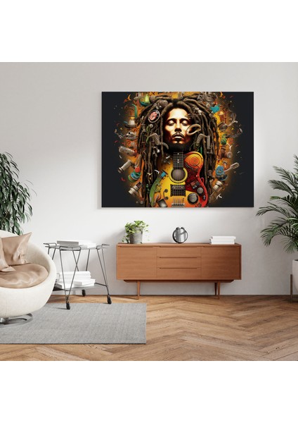 Bob Marley Duvar Dekorasyonu - Reggae Sembolleri Kanvas Tablo - Bob Marley, Duvar Dekorasyonu, Müzik Enstrümanları, Duvar Sanatı, 30 x 30 cm modelleri
