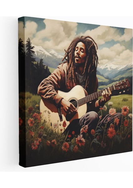 Bob Marley Kanvas Tablo - Huzurlu Çayır Duvar Dekorasyonu - Bob Marley, Duvar Sanatı, Bob Marley, Sakinleştirici, 30 x 30 cm