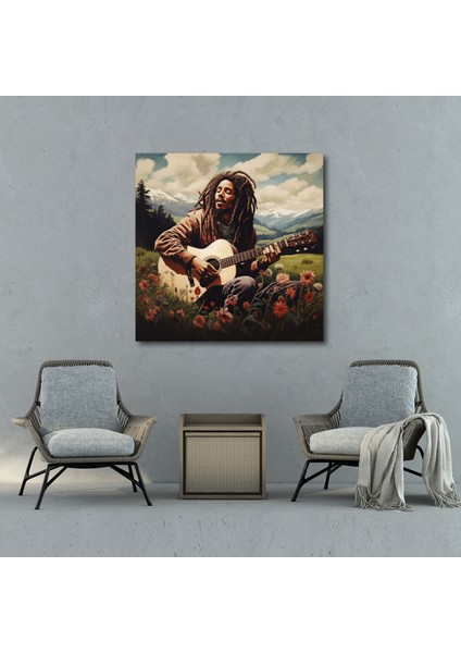 Bob Marley Kanvas Tablo - Huzurlu Çayır Duvar Dekorasyonu - Bob Marley, Duvar Sanatı, Bob Marley, Sakinleştirici, 30 x 30 cm fiyatları