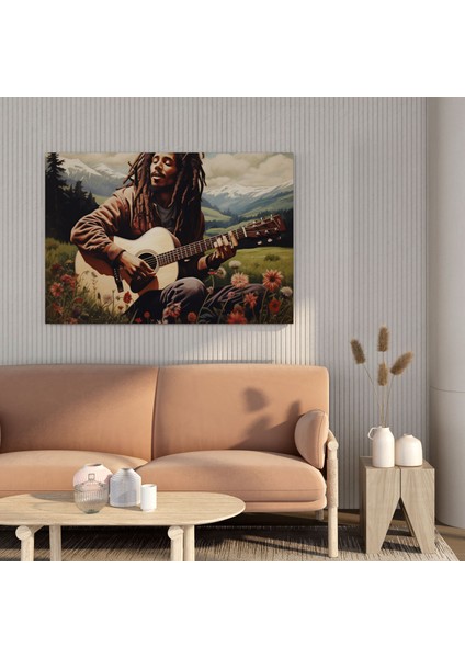 Bob Marley Kanvas Tablo - Huzurlu Çayır Duvar Dekorasyonu - Bob Marley, Duvar Sanatı, Bob Marley, Sakinleştirici, 30 x 30 cm modelleri