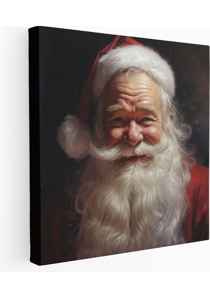 Neşeli Noel Baba Kanvas Tablo - Noel, Neşeli Noel Baba, Kanvas Tablo, Gerçekçi Portre, 30 x 30 cm