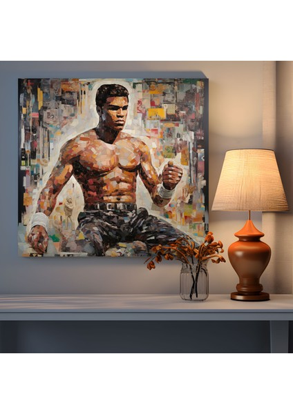 Muhammed Ali Mozaik Duvar Dekorasyonu - Muhammed Ali, Duvar Dekorasyonu, Kanvas Tablo, Etkili Anlar, 30 x 30 cm