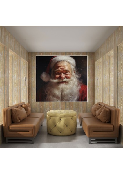 Neşeli Noel Baba Kanvas Tablo - Noel, Neşeli Noel Baba, Kanvas Tablo, Gerçekçi Portre, 30 x 30 cm
