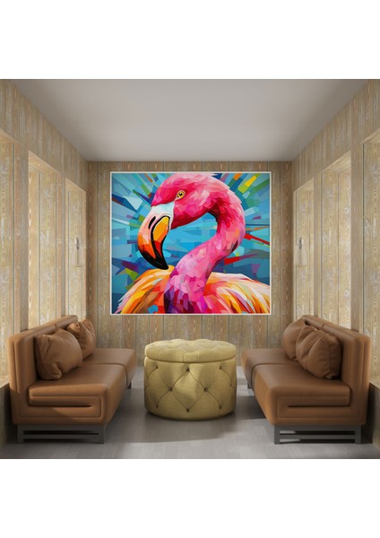 Pop Art Flamingo Kanvas Tablo - Flamingo, Kanvas Tablo, Flamingo Tablo, Flamingo Kanvas Tablo, 30 x 30 cm
