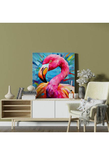 Pop Art Flamingo Kanvas Tablo - Flamingo, Kanvas Tablo, Flamingo Tablo, Flamingo Kanvas Tablo, 30 x 30 cm