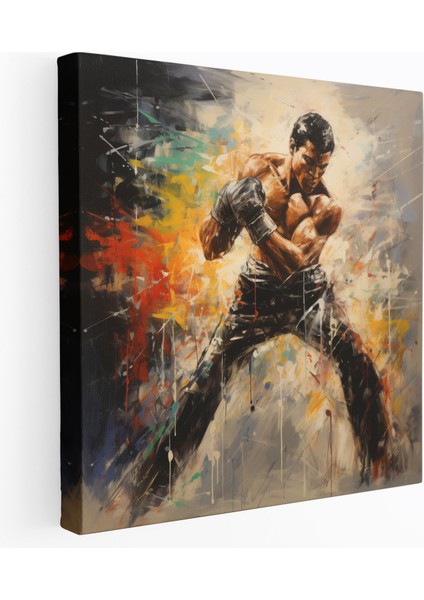 Dinamik Muhammed Ali Kanvas Tablo - Muhammed Ali, Dinamik Hareket, Kanvas Tablo, Boks Ringi, 30 x 30 cm