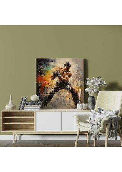 Dinamik Muhammed Ali Kanvas Tablo - Muhammed Ali, Dinamik Hareket, Kanvas Tablo, Boks Ringi, 30 x 30 cm
