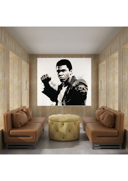 Muhammed Ali Kanvas Duvar Dekorasyonu - Muhammed Ali, Şampiyon, Grafik Çalışması, Siluet, 30 x 30 cm