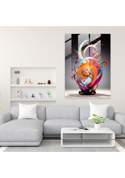 Cam Sanatı Canlı Renklerle Soyut Heykel - Gerçekçi Cam Heykel, Canlı Renkler, Cam Baskı, Modern Sanat, 30X45