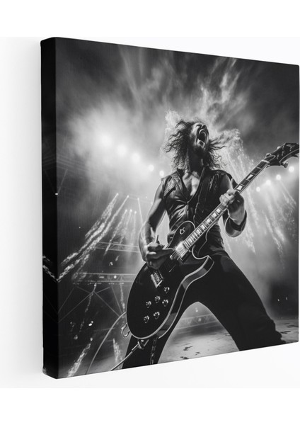 Metallica Canlı Performans Duvar Sanatı - Metallica, Siyah Beyaz Fotoğraf, Metallica, Passion, 30 x 30 cm