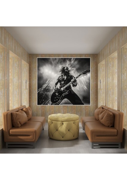 Metallica Canlı Performans Duvar Sanatı - Metallica, Siyah Beyaz Fotoğraf, Metallica, Passion, 30 x 30 cm