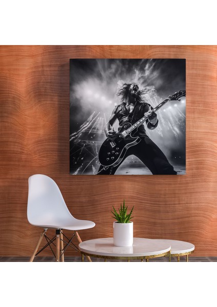 Metallica Canlı Performans Duvar Sanatı - Metallica, Siyah Beyaz Fotoğraf, Metallica, Passion, 30 x 30 cm