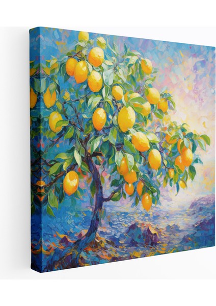 Limon Ağacı Kanvas Tablo - Limon Ağacı, Empresyonist Tablo, Duvar Süslemesi, Limon Ağacı, 70 x 70 cm