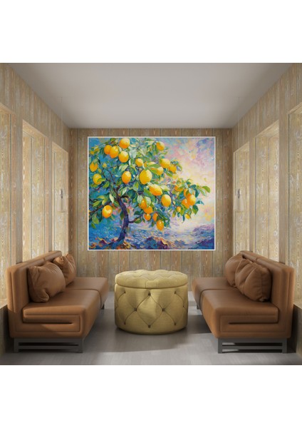 Limon Ağacı Kanvas Tablo - Limon Ağacı, Empresyonist Tablo, Duvar Süslemesi, Limon Ağacı, 70 x 70 cm