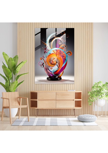 Cam Sanatı Canlı Renklerle Soyut Heykel - Gerçekçi Cam Heykel, Canlı Renkler, Cam Baskı, Modern Sanat, 30X45