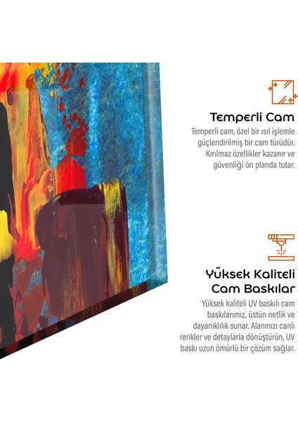 Cam Sanatı Canlı Renklerle Soyut Heykel - Gerçekçi Cam Heykel, Canlı Renkler, Cam Baskı, Modern Sanat, 30X45