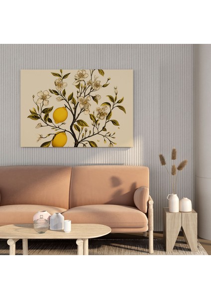 Limon Ağacı Duvar Sanatı - Minimalist Çizgi Çizimi Kanvas Tablo - Limon Ağacı, Duvar Sanatı, Kanvas Tablo, Minimalist Çizgi Çizimi, 50 x 50 cm