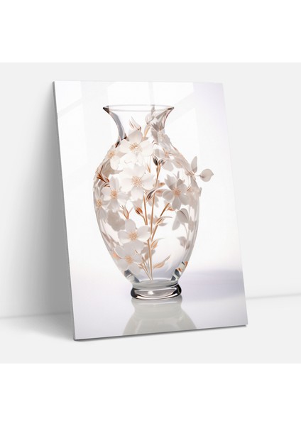 Desenli Cam Duvar Sanatı - Floral Elegance - Gerçekçi Cam Heykel, Cam Sanatı, Cam Duvar Sanatı, Duvar Dekorasyonu, 30X45