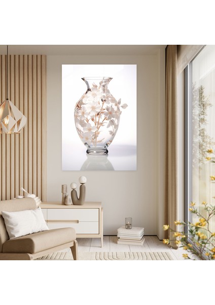 Desenli Cam Duvar Sanatı - Floral Elegance - Gerçekçi Cam Heykel, Cam Sanatı, Cam Duvar Sanatı, Duvar Dekorasyonu, 30X45