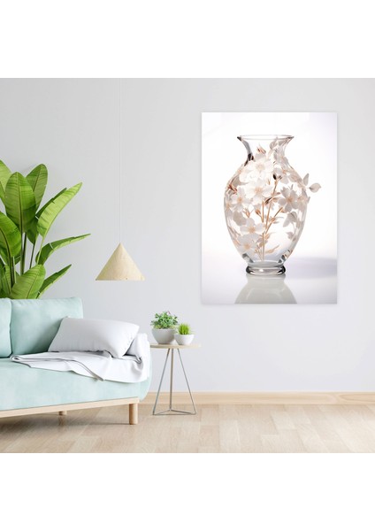 Desenli Cam Duvar Sanatı - Floral Elegance - Gerçekçi Cam Heykel, Cam Sanatı, Cam Duvar Sanatı, Duvar Dekorasyonu, 30X45