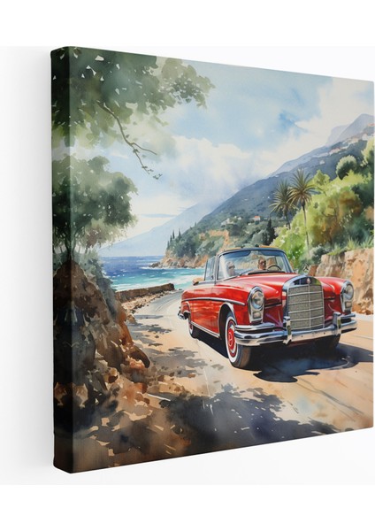 Mercedes Kanvas Tablo - Manzaralı Sahil Sürüşü - Mercedes, Kanvas Tablo, Duvar Tablosu, Kanvas Tablo, 30 x 30 cm