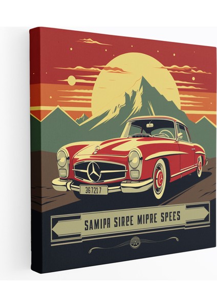 Mercedes Kanvas Tablo - Mercedes, Vintage Reklam, Otomotiv Tasarımı, Kanvas Tablo, 30 x 30 cm