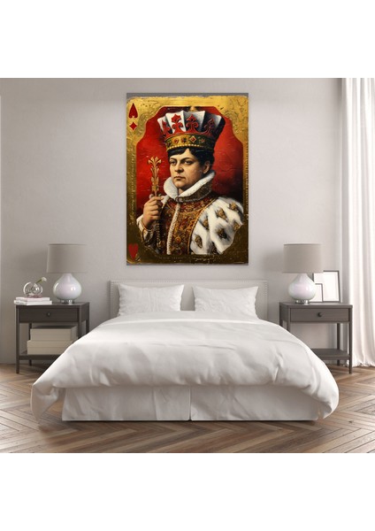 Kalplerin Kralı Kanvas Tablo - Gerçekçi Yağlıboya Tablo Duvar Sanatı - Oyun Kartları, Dokular, Kanvas Tablo, Ev Dekorasyonu, 60 x 90 cm fiyatları