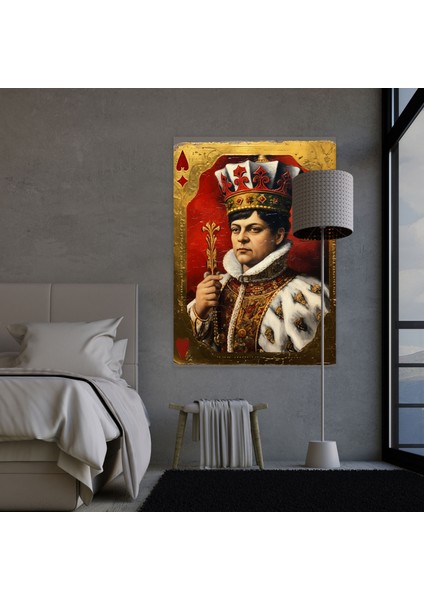 Kalplerin Kralı Kanvas Tablo - Gerçekçi Yağlıboya Tablo Duvar Sanatı - Oyun Kartları, Dokular, Kanvas Tablo, Ev Dekorasyonu, 60 x 90 cm modelleri
