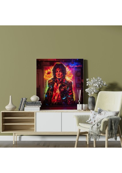 Michael Jackson Retro Neon Tabela Duvar Sanatı - Micheal Jackson, Neon Tabela, Duvar Dekorasyonu, Kanvas, 30 x 30 cm fiyatları