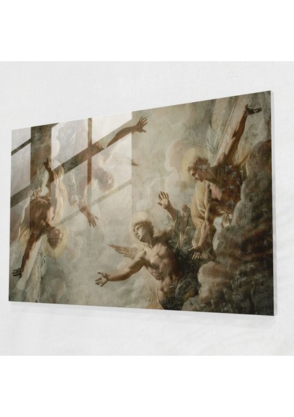 Michelangelo Tarzı Cam Baskı: Göksel Varlıklar - Michelangelo, Cam Sanatı, Ev Dekorasyonu, Duvar Dekorasyonu, 45 x 30 cm