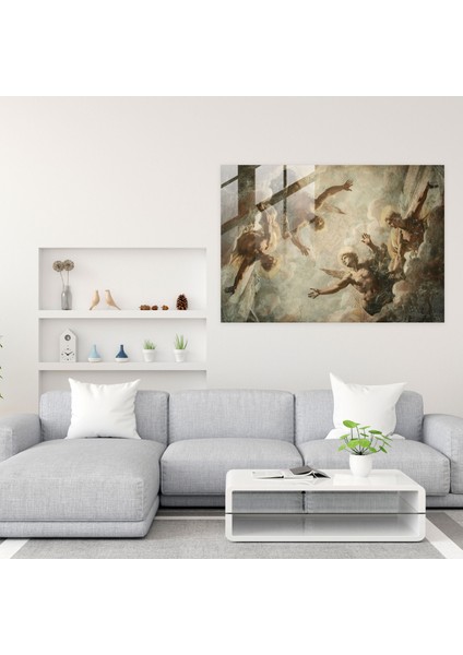 Michelangelo Tarzı Cam Baskı: Göksel Varlıklar - Michelangelo, Cam Sanatı, Ev Dekorasyonu, Duvar Dekorasyonu, 45 x 30 cm