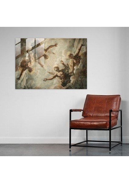 Michelangelo Tarzı Cam Baskı: Göksel Varlıklar - Michelangelo, Cam Sanatı, Ev Dekorasyonu, Duvar Dekorasyonu, 45 x 30 cm