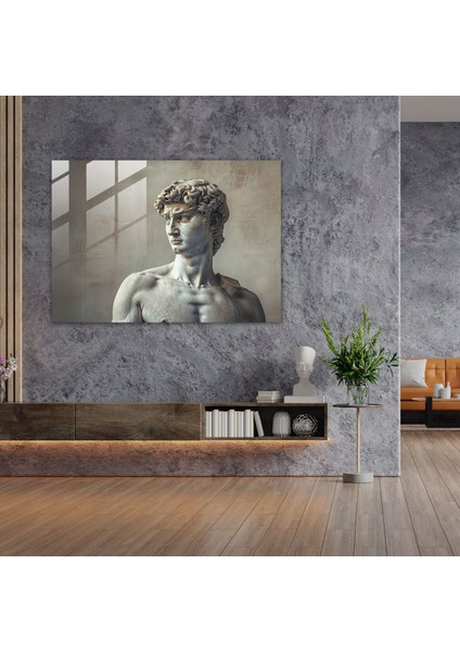 Michelangelo Cam Duvar Sanatı: Rönesans Davut Heykeli - Michelangelo, Michelangelo, Ev Dekorasyonu, Cam Duvar Sanatı, 45 x 30 cm