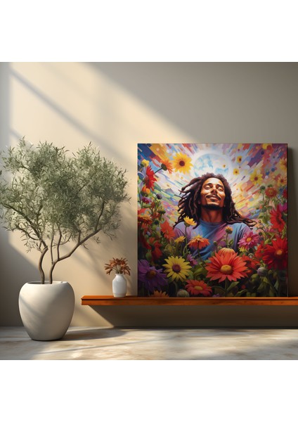 Bob Marley Duvar Tablosu - Bob Marley, Kanvas Tablo, Müzik ve Kültür, Ev Dekorasyonu, 30 x 30 cm