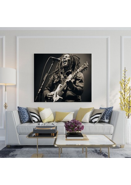Bob Marley Duvar Sanatı - Bob Marley, Bob Marley, Siyah Beyaz Fotoğraf, Kanvas Tablo, 30 x 30 cm fiyatları
