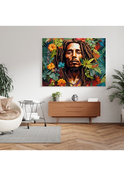 Bob Marley Kanvas Tablo - Tropikal Çiçekli Duvar Tablosu - Bob Marley, Duvar Dekorasyonu, Doğanın Güzelliği, Tropikal Cennet, 30 x 30 cm fiyatları