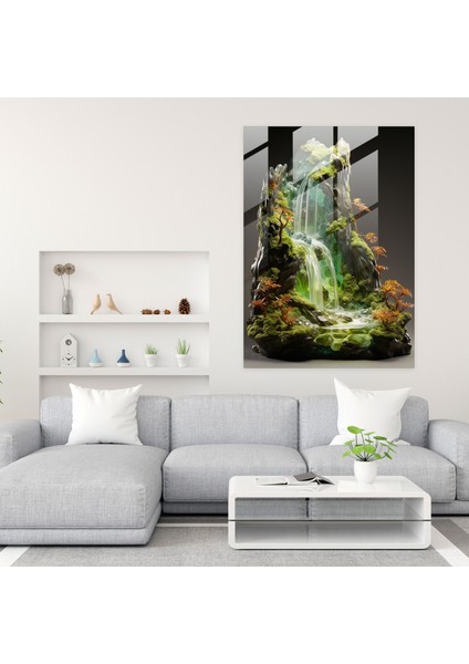 Gerçekçi Cam Duvar Sanatı - Şelale Cam Baskı - Gerçekçi Cam Heykel, Huzur, Cam Sanatı, Cam Duvar Sanatı, 30X45 fiyatları