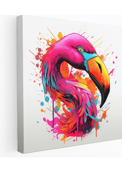 Flamingo Kanvas Tablo - Pop Art Duvar Tablosu - Flamingo, Pop Art, Duvar Sanatı, Canlı, 30 x 30 cm