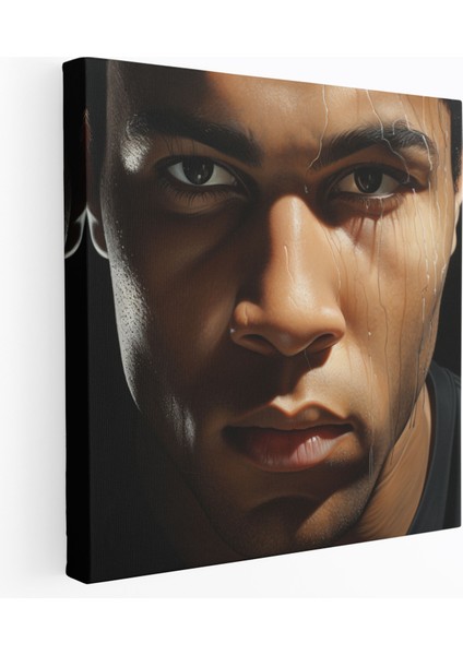 Muhammed Ali Duvar Dekorasyonu - Fotogerçekçi Kanvas Tablo - Muhammed Ali, Ev Dekorasyonu, Duvar Sanatı, Yakın Çekim, 30 x 30 cm