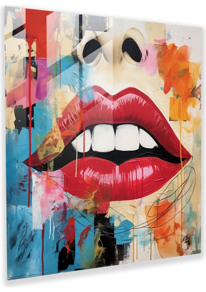 Renkli Öpücükler Cam Baskı - Öpücük, Duvar Süslemesi, Çeşitlilik, Soyut, 30 x 30 cm