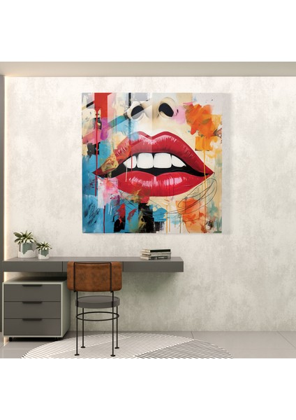 Renkli Öpücükler Cam Baskı - Öpücük, Duvar Süslemesi, Çeşitlilik, Soyut, 30 x 30 cm modelleri