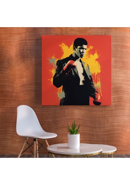 Muhammed Ali Duvar Tablosu - Minimalist Siluet Kanvas Tablo - Muhammed Ali, Boks, Duvar Süslemesi, Muhammed Ali, 30 x 30 cm