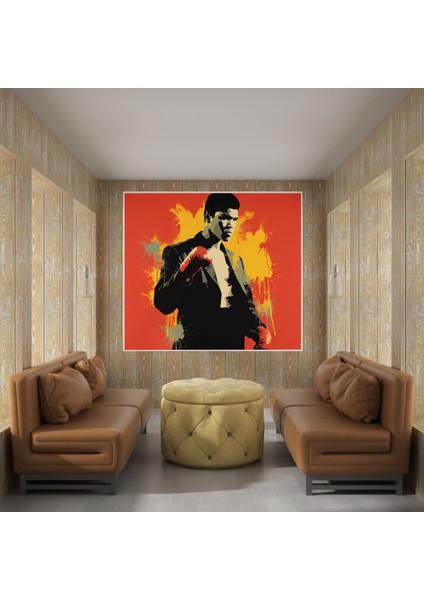 Muhammed Ali Duvar Tablosu - Minimalist Siluet Kanvas Tablo - Muhammed Ali, Boks, Duvar Süslemesi, Muhammed Ali, 30 x 30 cm